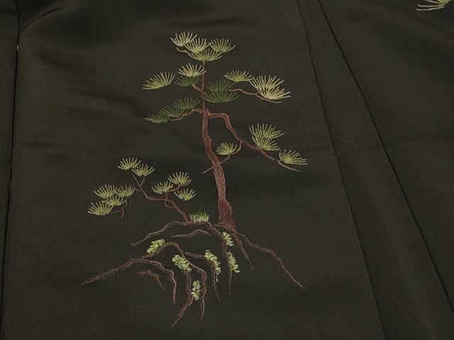 平和屋着物#羽織 総刺繍 枝松文 黒地 金糸 正絹 逸品 CABG8142in