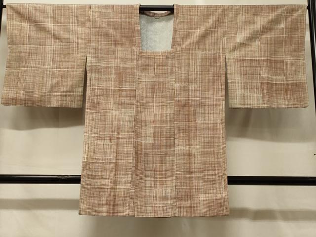 平和屋着物#本場染大島紬 道行コート 格子柄 ロング丈 正絹 逸品 CABG8145in