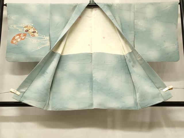 平和屋着物#羽織 流水地紙草花文 暈し染め 金彩 正絹 逸品 CABG8186in