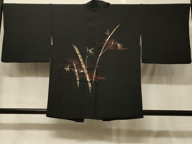平和屋着物#羽織 笹竹文 黒地 金彩 正絹 逸品 CABG8187in