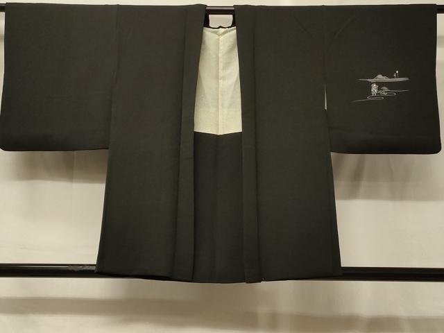 平和屋着物#羽織 人物風景文 黒地 金彩 正絹 逸品 CABG8199in