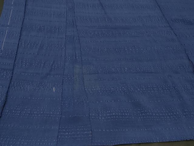 平和屋着物#羽織 色無地 単衣 横段地紋 濃藍色 正絹 逸品 未使用 CABG8201in