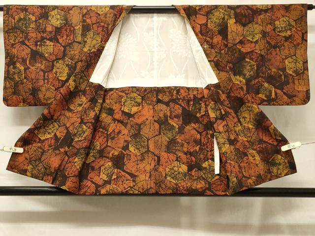 平和屋着物#道行コート ろうけつ染め 亀甲霞文 正絹 逸品 CABG8204in