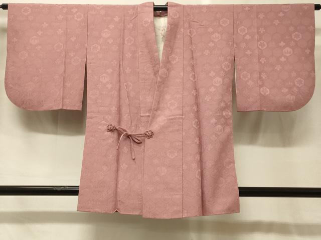 平和屋着物#道中着 色無地 亀甲草花地紋 蘇芳香色 正絹 逸品 CABG8219in