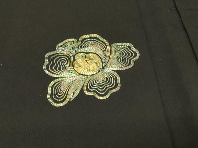 平和屋着物#羽織 駒刺繍 流水舞花文 黒地 正絹 逸品 CABG8223in