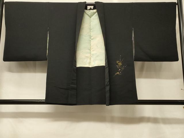 平和屋着物#羽織 寿光織 槍梅文 黒地 金糸 正絹 逸品 CABG8225in