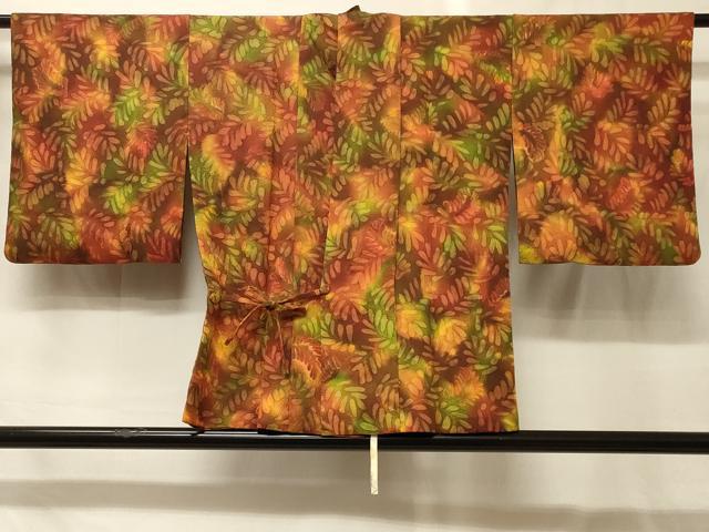 平和屋着物#道中着 地紋起こし 枝葉文 暈し染め 正絹 逸品 CABG8243in