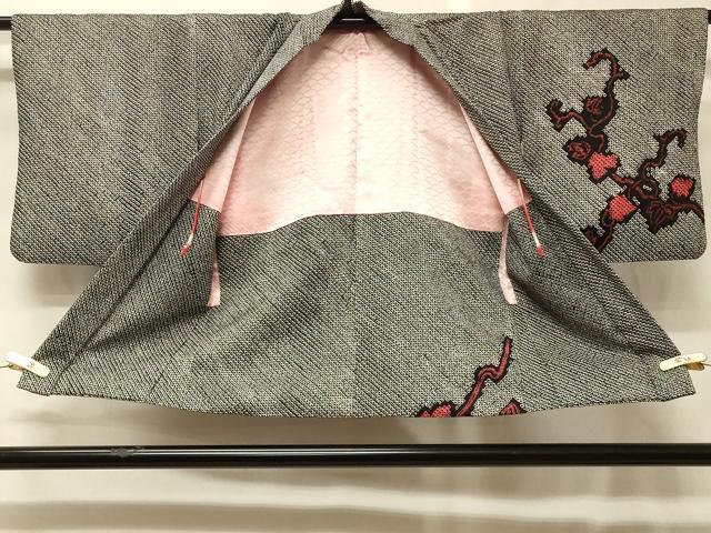 平和屋着物#羽織 総絞り 蔦の葉文 黒地 正絹 逸品 CABG8245in