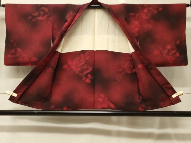 平和屋着物#羽織 地紋起こし 草花文 暈し染め 反端付き 正絹 逸品 CABG8258in