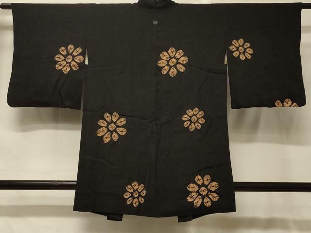 平和屋着物#羽織 絞り 舞花文 黒地 正絹 逸品 CABG8285in