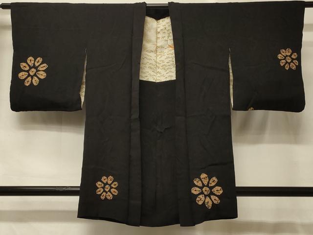 平和屋着物#羽織 絞り 舞花文 黒地 正絹 逸品 CABG8285in