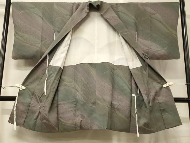 平和屋着物#道中着 よろけ縞地紋 暈し染め ロング丈 正絹 逸品 CABG8290in