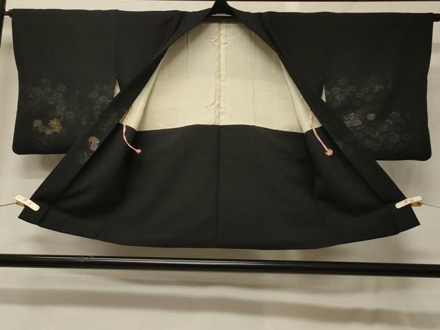 平和屋着物#羽織 寿光織 草花文 黒地 金銀糸 正絹 逸品 CABG8296in