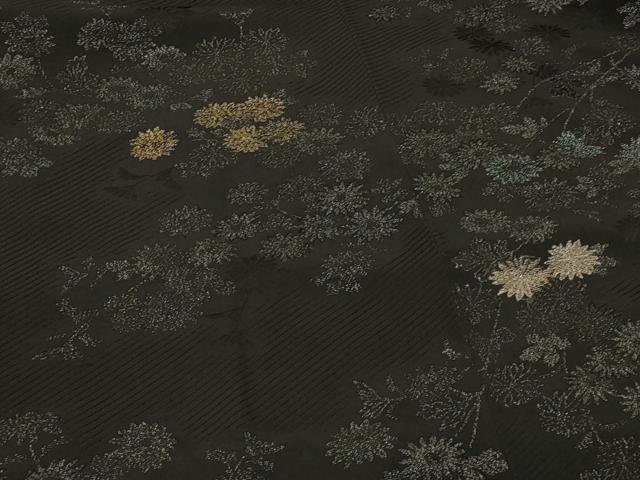 平和屋着物#羽織 寿光織 草花文 黒地 金銀糸 正絹 逸品 CABG8296in
