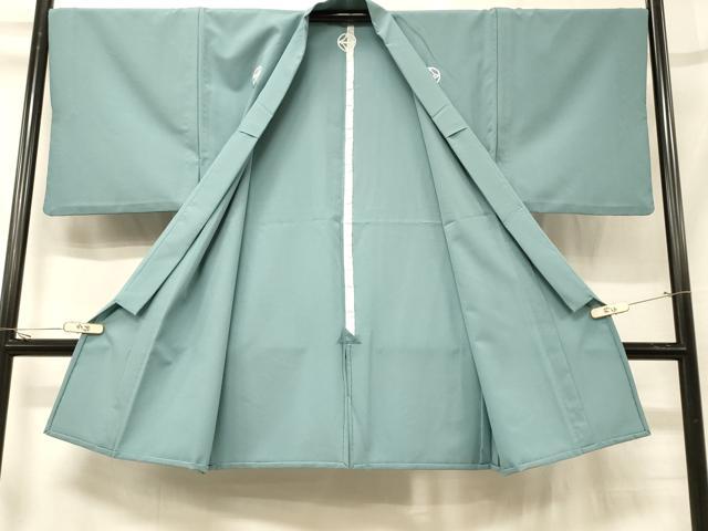 平和屋着物#男性 長羽織 色紋付き 単衣 秘色色 洗える着物 CABG8306in