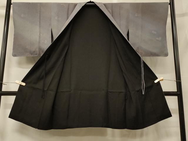 平和屋着物#道中着 リバーシブル 流水文 暈し染め 黒地 正絹 逸品 未使用 CABG8312in