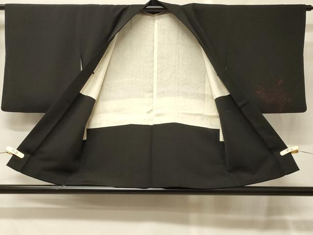 平和屋着物#羽織 草花文 黒地 正絹 逸品 CABG8317in