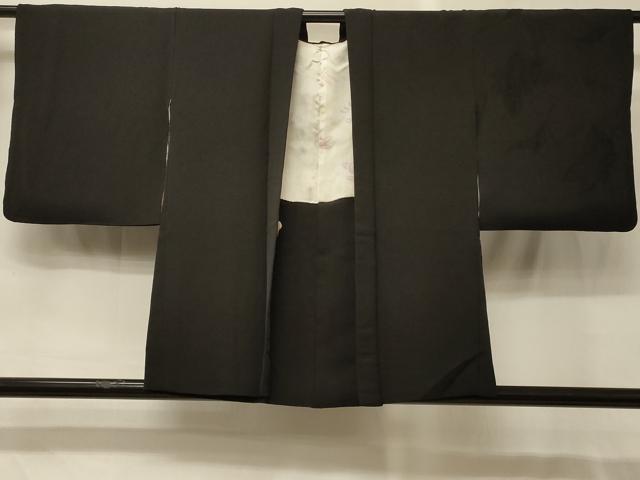 平和屋着物#羽織 ドロンワーク 枝花地紋 黒地 正絹 逸品 CABG8319in