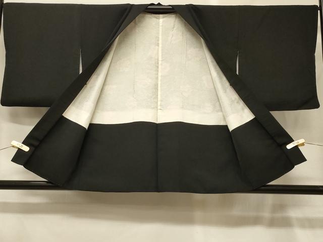 平和屋着物#羽織 寿光織 枝松花文 黒地 金糸 正絹 逸品 CABG8344in