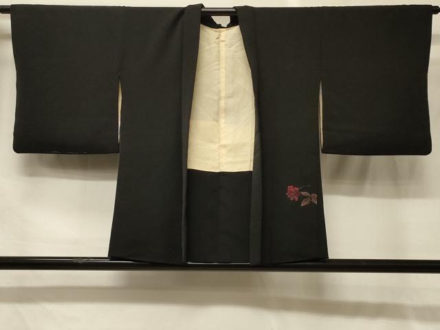 平和屋着物#羽織 総刺繍 枝花文 黒地 正絹 逸品 CABG8351in