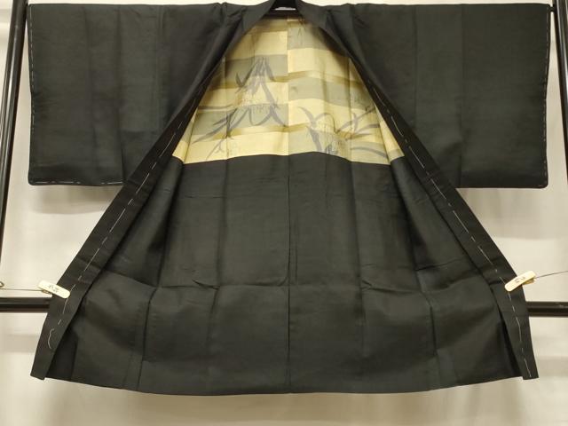 平和屋着物#男性 長羽織 黒紋付き 正絹 逸品 未使用 CABG8354in