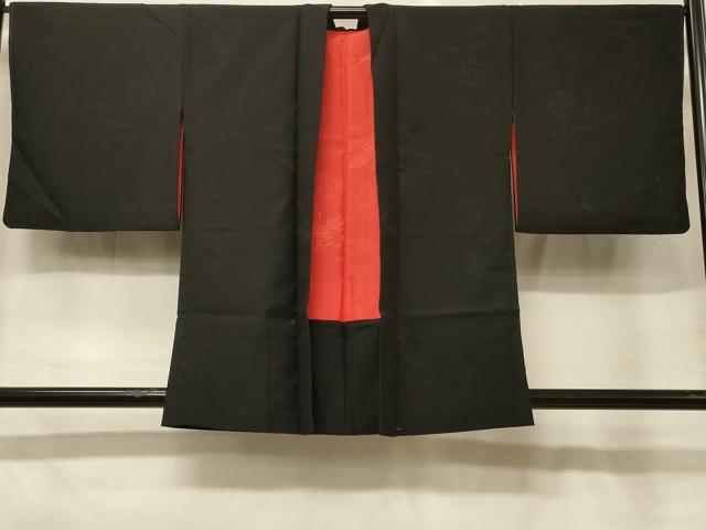 平和屋着物#羽織 雲取り亀甲花地紋 黒地 正絹 逸品 CABG8361in