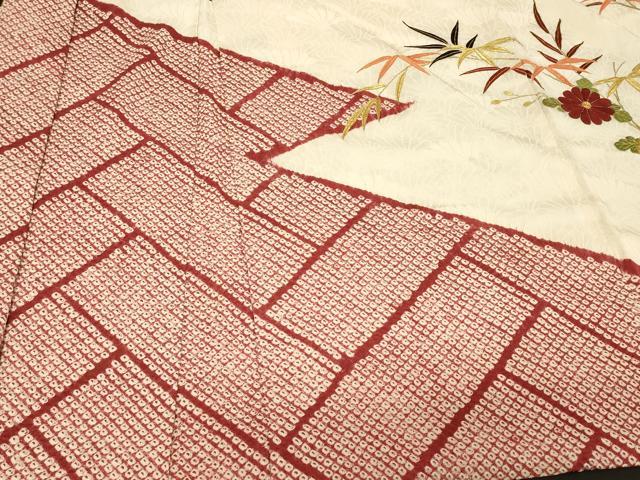 平和屋着物#羽織 駒刺繍 絞り 笹竹菊文 正絹 逸品 CABG8383in