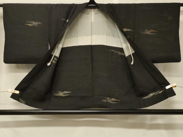 平和屋着物#羽織 寿光織 霞文 黒地 金銀糸 正絹 逸品 CABG8394in