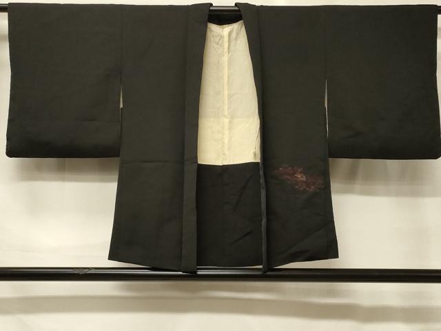 平和屋着物#羽織 寿光織 風景文 黒地 金糸 正絹 逸品 CABG8397in