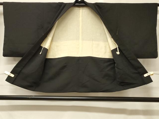 平和屋着物#羽織 寿光織 風景文 黒地 金糸 正絹 逸品 CABG8397in