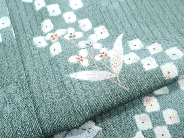 平和屋着物●小紋 草花文 金彩 洗える着物 未使用 CABG8408th