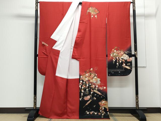 平和屋着物●豪華振袖 扇面花蝶文 暈し染め 金彩 正絹 逸品 CABG8424th