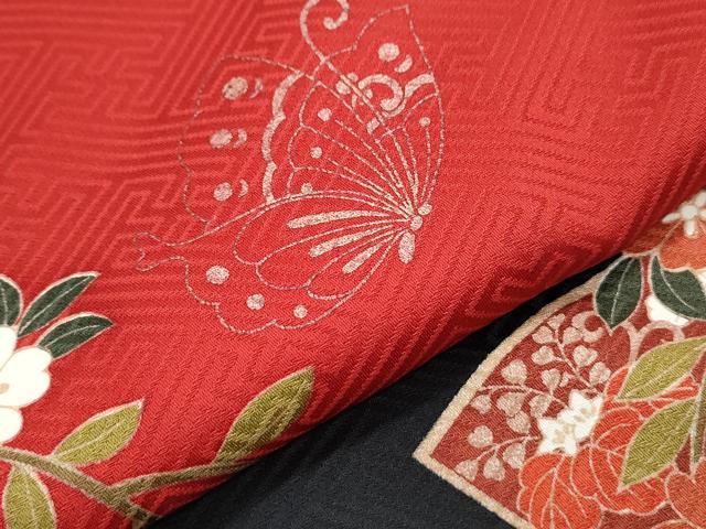 平和屋着物●豪華振袖 扇面花蝶文 暈し染め 金彩 正絹 逸品 CABG8424th