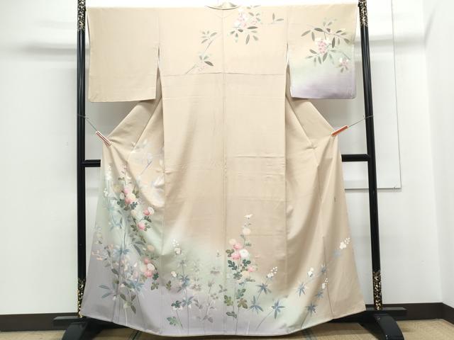 平和屋着物●訪問着 友禅 作家物 草花文 暈し染め 正絹 逸品 CABG8425th