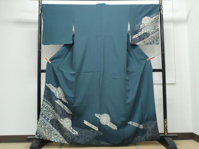 平和屋着物●訪問着 雪輪花鳥文 暈し染め 銀彩 正絹 逸品 CABG8429th