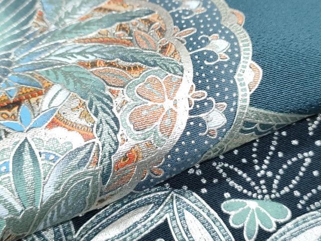 平和屋着物●訪問着 雪輪花鳥文 暈し染め 銀彩 正絹 逸品 CABG8429th