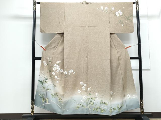 平和屋着物●手描友禅女流作家 一色生子 訪問着 手描き 草花文 たたき染め 正絹 逸品 CABG8431th