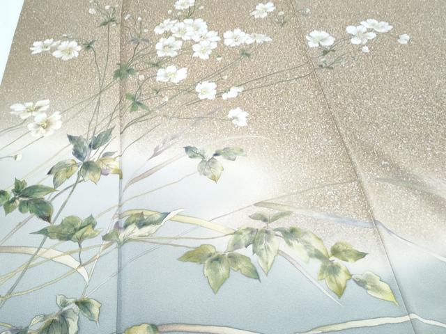 平和屋着物●手描友禅女流作家 一色生子 訪問着 手描き 草花文 たたき染め 正絹 逸品 CABG8431th