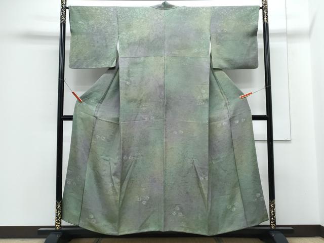 平和屋着物●上質な小紋 エ霞花文 暈し染め 反端付き 正絹 逸品 CABG8437th