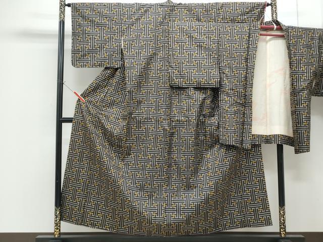 平和屋着物●本場大島紬 龍郷絣 秋名バラ アンサンブル 正絹 逸品 CABG8441th