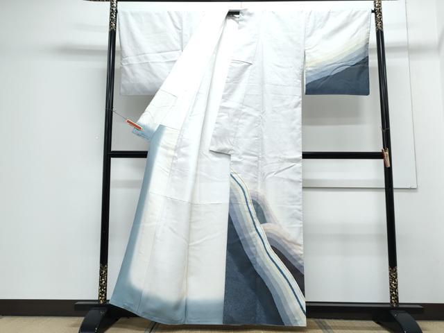 平和屋着物●訪問着 紬地 霞文 金彩 正絹 逸品 CABG8445th