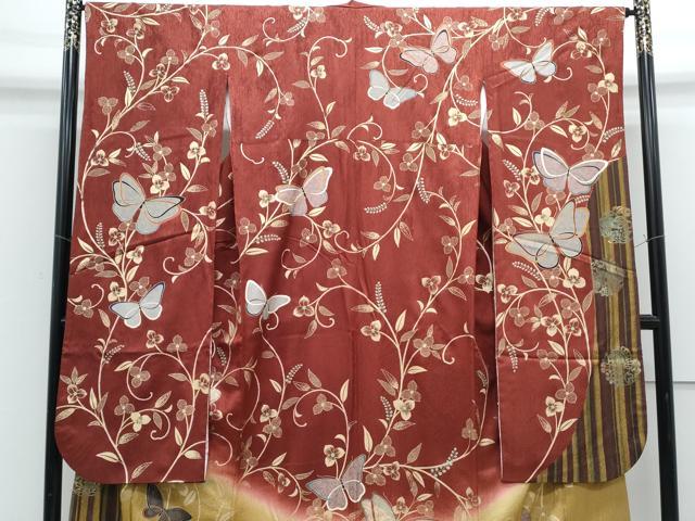 平和屋着物●豪華振袖 花蝶文 暈し染め 金彩 正絹 逸品 CABG8447th