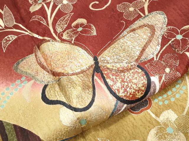 平和屋着物●豪華振袖 花蝶文 暈し染め 金彩 正絹 逸品 CABG8447th