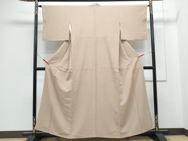 平和屋着物●上質な色無地 牛首紬縮緬 万葉つづれ 赤白橡色 証紙付き 正絹 逸品 CABG8451th