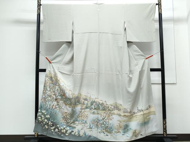 平和屋着物●豪華色留袖 作家物 総刺繍 駒刺繍 風景花文 正絹 逸品 CABG8459th