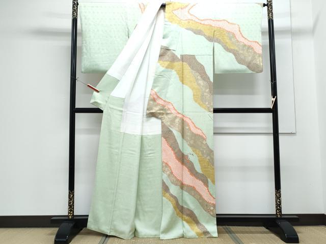 平和屋着物●訪問着 絞り 刺繍 道長花文 金彩 正絹 逸品 CABG8460th