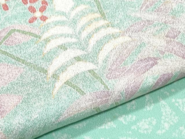 平和屋着物●東京友禅 田中種水 訪問着 草花文 銀通し地 正絹 逸品 CABG8462th