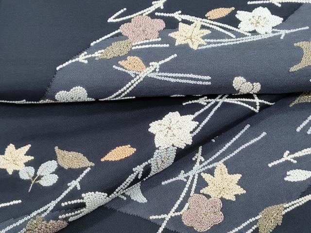 平和屋着物●中国三大刺繍 相良刺繍 総刺繍 訪問着 本場染大島紬 溢れ松葉 金糸 正絹 逸品 CABG8464th