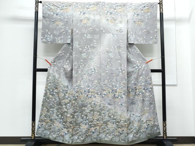 平和屋着物●中国三大刺繍 スワトウ刺繍 総刺繍 訪問着 駒刺繍 風景花文 暈し染め 正絹 逸品 未使用 CABG8469th