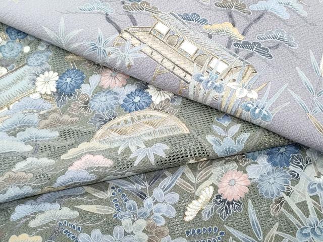 平和屋着物●中国三大刺繍 スワトウ刺繍 総刺繍 訪問着 駒刺繍 風景花文 暈し染め 正絹 逸品 未使用 CABG8469th